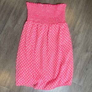Op Barbiecore Pink Polka Dot Strapless Smocked Bubble Hem Dress OJ14900Y L